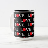 ピクルボールラブレッド&ブラックバレンタインピックボール ツートーンマグカップ (正面左)