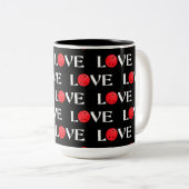 ピクルボールラブレッド&ブラックバレンタインピックボール ツートーンマグカップ (正面右)