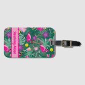 🤩ピクルボール付き熱帯パーティー、カスタム文字  ラゲッジタグ (正面横)