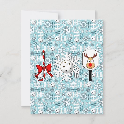ピクルボール喜びクリスマスパーティースノーボールアイスブルー 招待状 (正面)