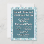 ピクルボール喜びクリスマスパーティースノーボールアイスブルー 招待状 (裏面)