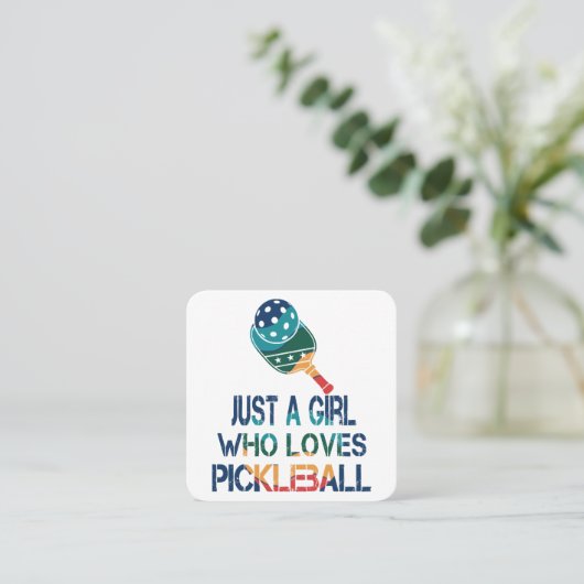 ピクルボール女性レインボー スクエア名刺 (スタンド正面)