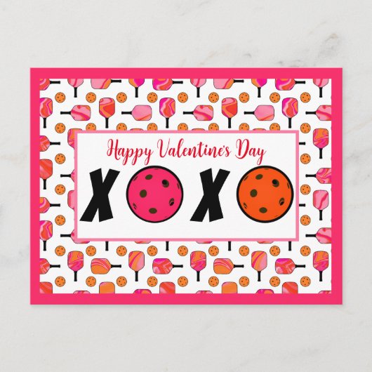 ピクルボール恋人バレンタインデンXOXOピックボール ポストカード (正面)