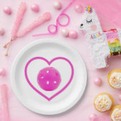 ピクルボール愛ピンクピックボールスポーツピンク ペーパープレート (パーティー)