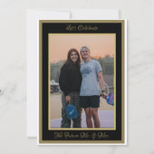 ピクルボール結婚式パーティーブラック&金ゴールド 招待状 (裏面)