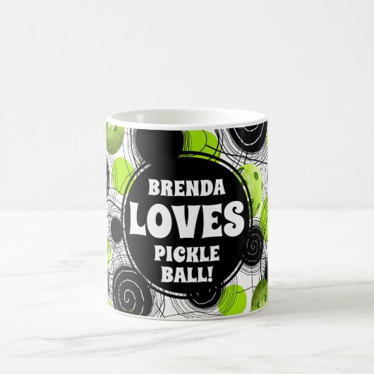 ピクルボール緑モノグラム コーヒーマグカップ (中央)