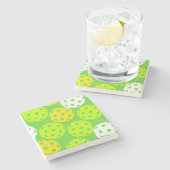 ピクルボール誕生日パーティーかわいいグリーンスポーツ ストーンコースター (横)