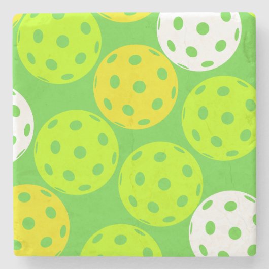ピクルボール誕生日パーティーかわいいグリーンスポーツ ストーンコースター (正面)