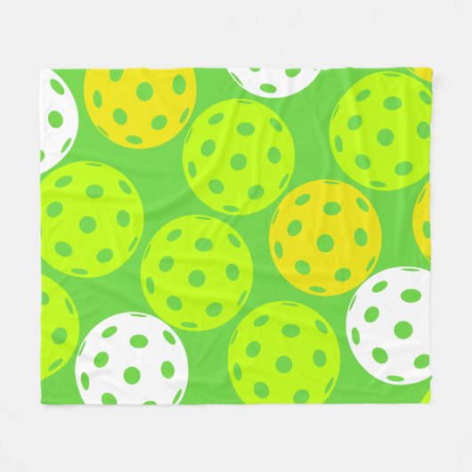 ピクルボール誕生日パーティーかわいいグリーンスポーツ フリースブランケット (正面(横))