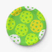 ピクルボール誕生日パーティーかわいいグリーンスポーツ ペーパープレート (正面)