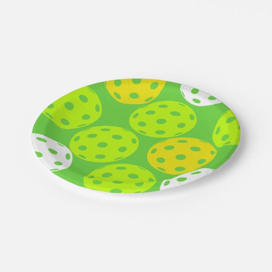 ピクルボール誕生日パーティーかわいいグリーンスポーツ ペーパープレート (アングル)