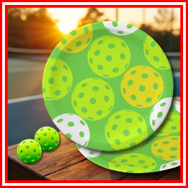 ピクルボール誕生日パーティーかわいいグリーンスポーツ ペーパープレート