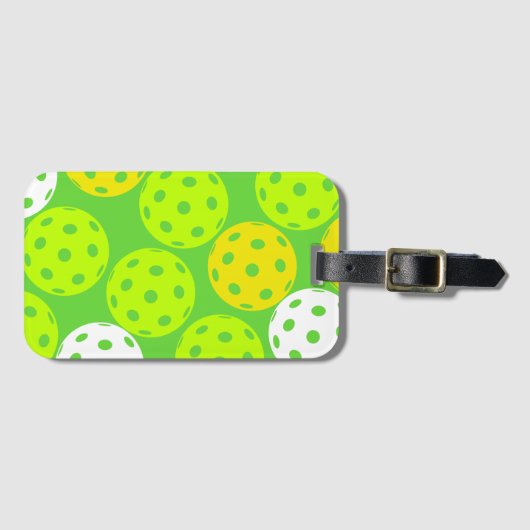 ピクルボール誕生日パーティーかわいいグリーンスポーツ ラゲッジタグ (正面横)