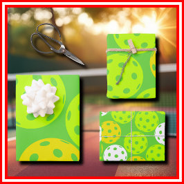 ピクルボール誕生日パーティーかわいいグリーンスポーツ ラッピングペーパーシート