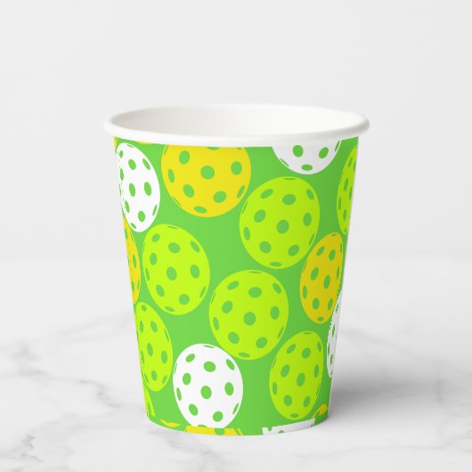ピクルボール誕生日パーティーかわいいグリーンスポーツ 紙コップ (裏面)