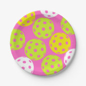 ピクルボール誕生日パーティーかわいいピンクスポーツ ペーパープレート (正面)