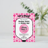 ピクルボール誕生日パーティーピンク白い写真 ポストカード (スタンド正面)