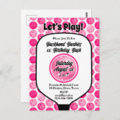 ピクルボール誕生日パーティーピンク白い写真 ポストカード (正面/裏面)