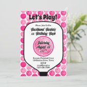 ピクルボール誕生日パーティーピンク白い写真 招待状 (スタンド正面)