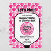 ピクルボール誕生日パーティーピンク白い写真 招待状 (正面/裏面)