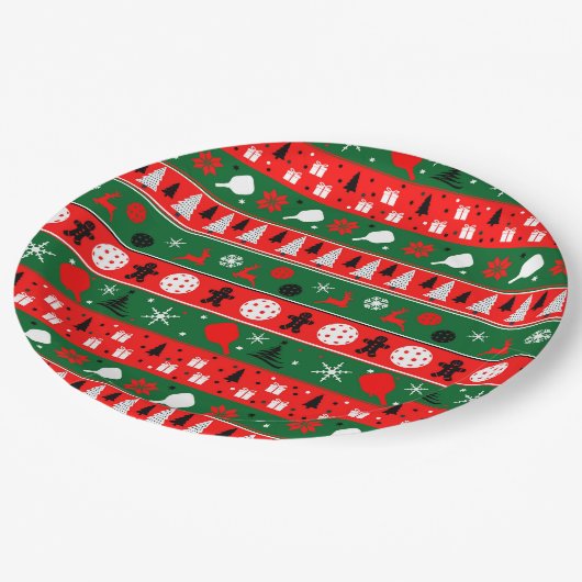 ピクルボール醜いセーターホリデー ペーパープレート (アングル)