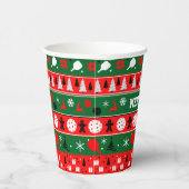 ピクルボール醜いセーターホリデー 紙コップ (右)