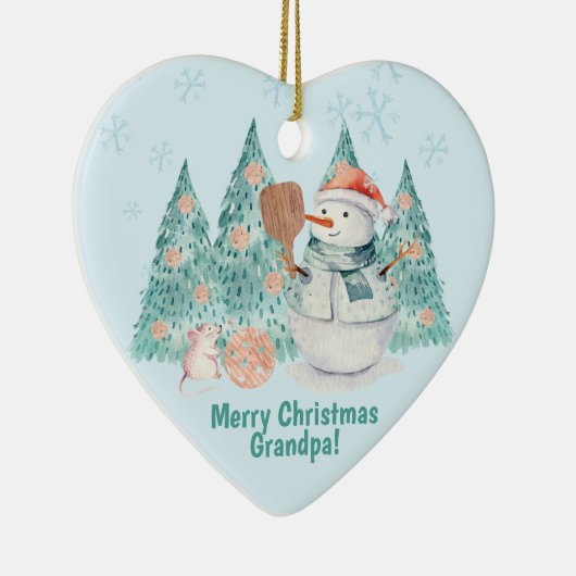 ピクルボール雪だるま、グランドのためのミニクリスマス セラミックオーナメント (右)