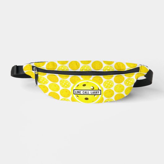 ピクルボール黄色の白いピクルボールパーソナライズされた ファニーパック (正面)