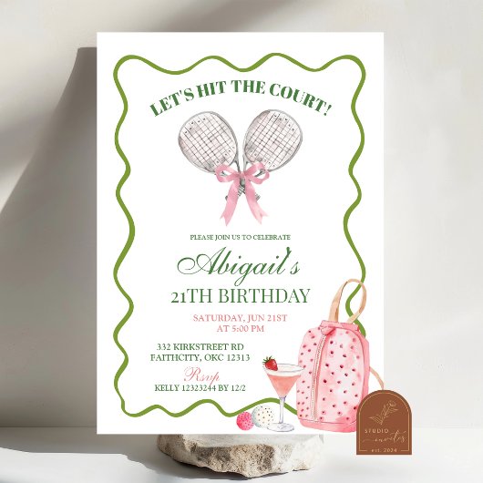 ピクルボール&カクテルスポーツテーマ誕生日 招待状