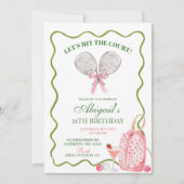 ピクルボール&カクテルスポーツテーマ誕生日 招待状 (正面)