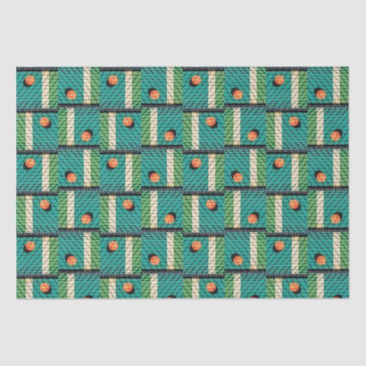 ピクルボール「ストリートライトがオン来のティール(緑がかった色) 薄葉紙 (正面)