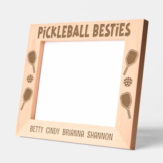ピクルボール・フレンズのPickleball Bestiesグループ レーザー彫刻フレーム (左)
