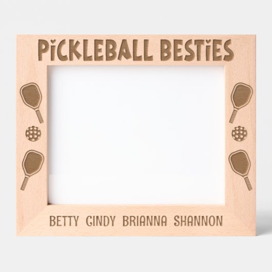 ピクルボール・フレンズのPickleball Bestiesグループ レーザー彫刻フレーム (正面)