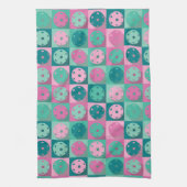 ピクルボール（ミートグリーンとピンク） キッチンタオル (縦)