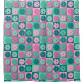 ピクルボール（ミートグリーンとピンク） シャワーカーテン (正面)