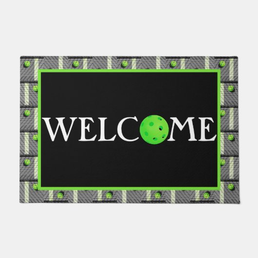 ピクルボール「街灯が点灯す来るまで!グレー ドアマット (正面)