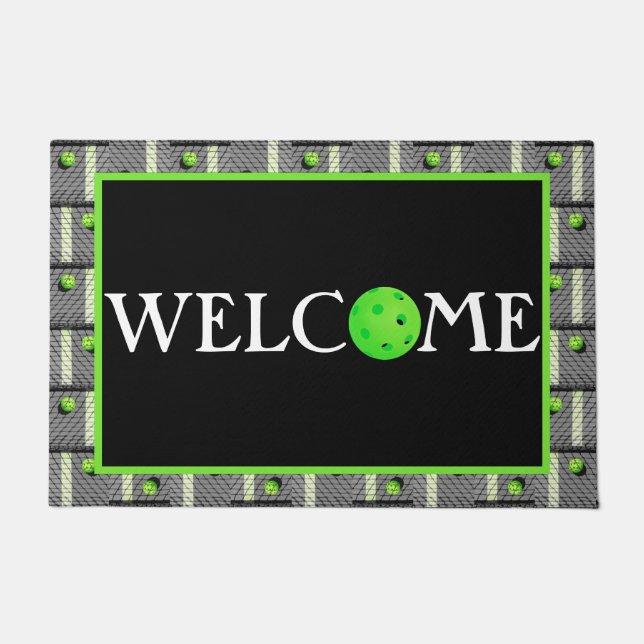 ピクルボール「街灯が点灯す来るまで!グレー ドアマット (正面)