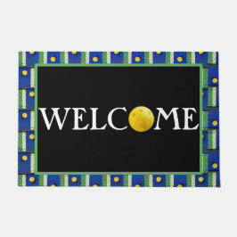 ピクルボール「街灯が点灯す来るまで!ブルー ドアマット