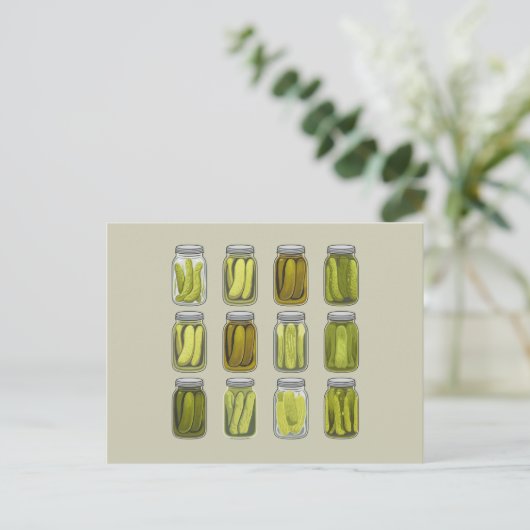 ピクルラバーヴィンテージ缶詰ピクルジャールクリスマスクリスマス シーズンポストカード (スタンド正面)