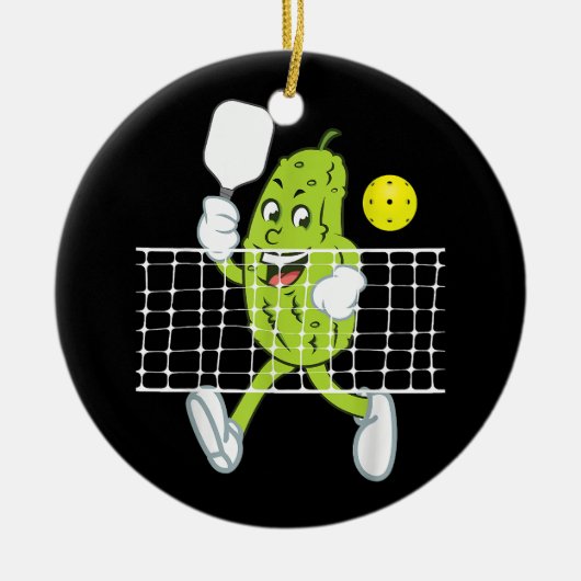 ピクル遊ズのピクルボールおもしろい- Pickleball Paddl セラミックオーナメント (正面)