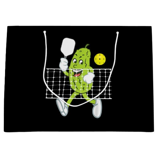 ピクル遊ズのピクルボールおもしろい- Pickleball Paddl ラージペーパーバッグ (正面)