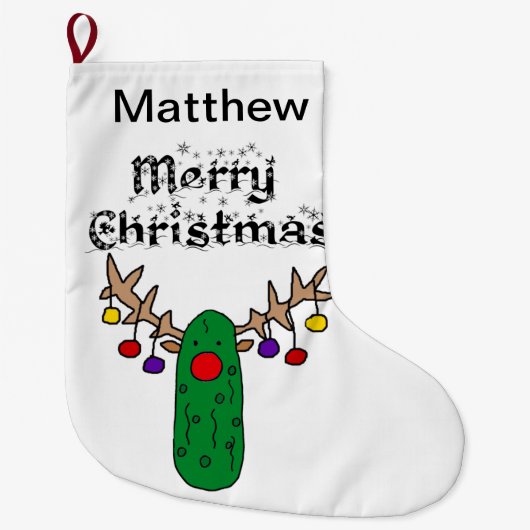 ピクル·レおもしろいインダイアー·メリークリスマス·アート ラージクリスマスストッキング (正面)