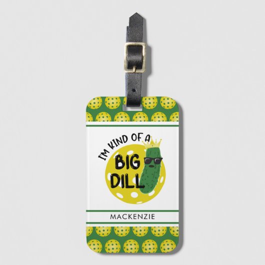 ピクレおもしろいボールのピクルス私は大きなディルのようなものだ ラゲッジタグ (正面縦)