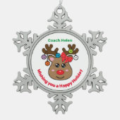 ピクレボールトインデア🎄スノーフレークペーターのクリスマス スノーフレークピューターオーナメント (正面)