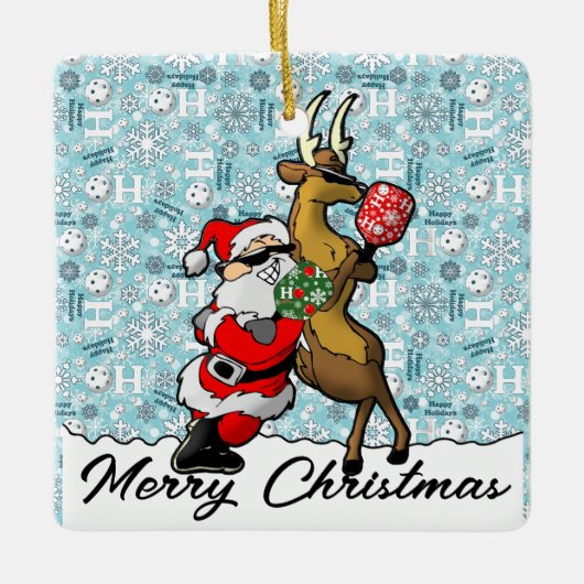 ピクレボールパートナースサンタ&トナカイIt セラミックオーナメント (正面)