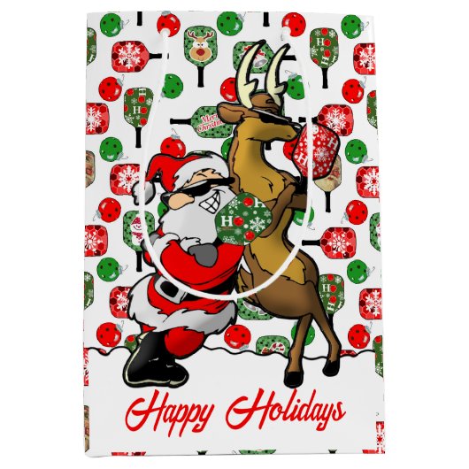 ピクレボールパートナースサンタ&トナカイIt ミディアムペーパーバッグ (正面)