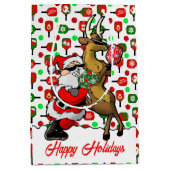 ピクレボールパートナースサンタ&トナカイIt ミディアムペーパーバッグ (正面)