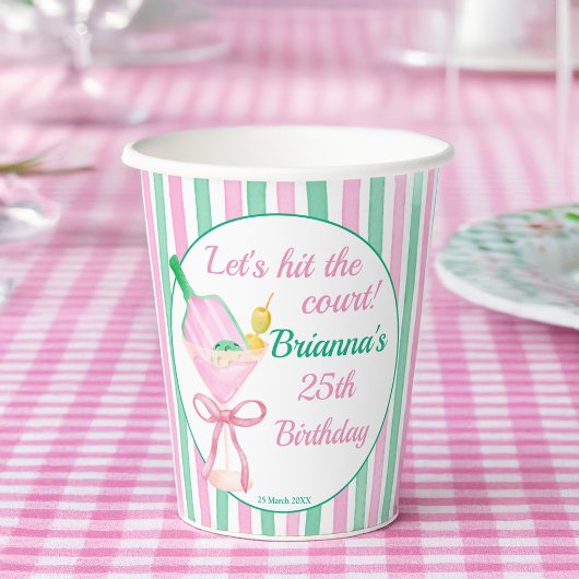 ピクレボールピンクと緑の誕生日パーティカスタムー 紙コップ
