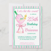 ピクレボールピンクと緑の誕生日パーティー招待状 招待状 (正面)