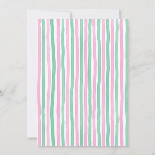 ピクレボールピンクと緑の誕生日パーティー招待状 招待状 (裏面)